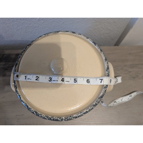 Home & Garden Party Snowman Stoneware Bean Pot w/ Lid 2001 Hand Made USA 8” - Picture 3 of 10